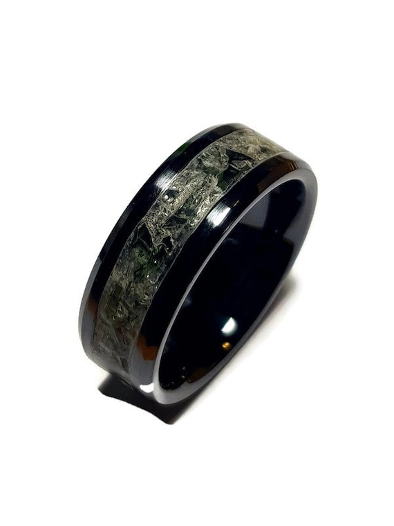 siete y media soborno Perceptible Anillo de moldavita hermoso anillo de cerámica negra hecho a - Etsy España