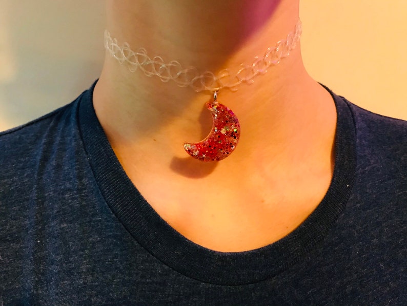 Blood moon dangle tattoo choker
