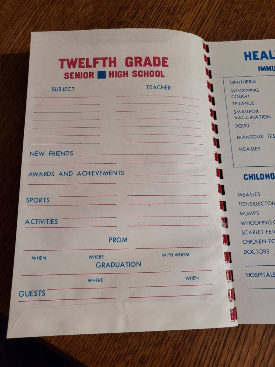 Vintage school years book perfect keepsake also pockets to put etsy