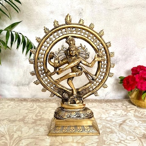 Brass Natraj Statue 34 cm Big Brass Dancing Shiva Nataraja Statue Brass Shiva Natraja Idol Shiv Nataraj Hindu Lord of Dance figurine gifts