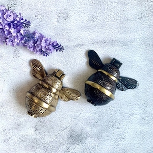 Brass Bumble Bee Door Knocker for front door in Black Antique Duo & Brass finish