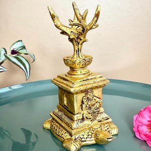 Brass Tulsi Plant | Decorative Tulsi Vrindavan Pot | Indian Sacred Plant Idol for Home Temple, Pooja Room, Vastu, Spiritual Decor, Gift Item
