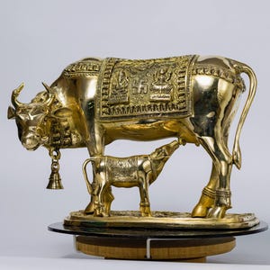 Brass 13&quot; Nandi Statue, Sacred Bull of Lord Shiva, Hindu Temple Decor, Vahana Idol for Home Altar & Spiritual Space