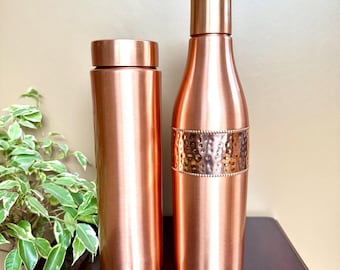 Pure Copper Water Bottles 32oz in Hammered Design Copper Bottle Ayurvedic Health Benefits Yoga Copper Bottle Gift for her Gym bottles
