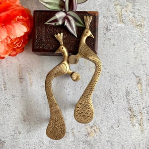 Large 9.5 Inches Peacock Design Brass Door Handles Pair (Set Of 2), Handles for Main Door, Main Door Handles, Designer door pulls