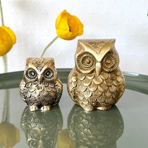Brass antique Owl showpieces; Vintage brass owl Showpieces; Brass Home decor Gifts; Paper weight graduation gift; Boho decor owl figurines