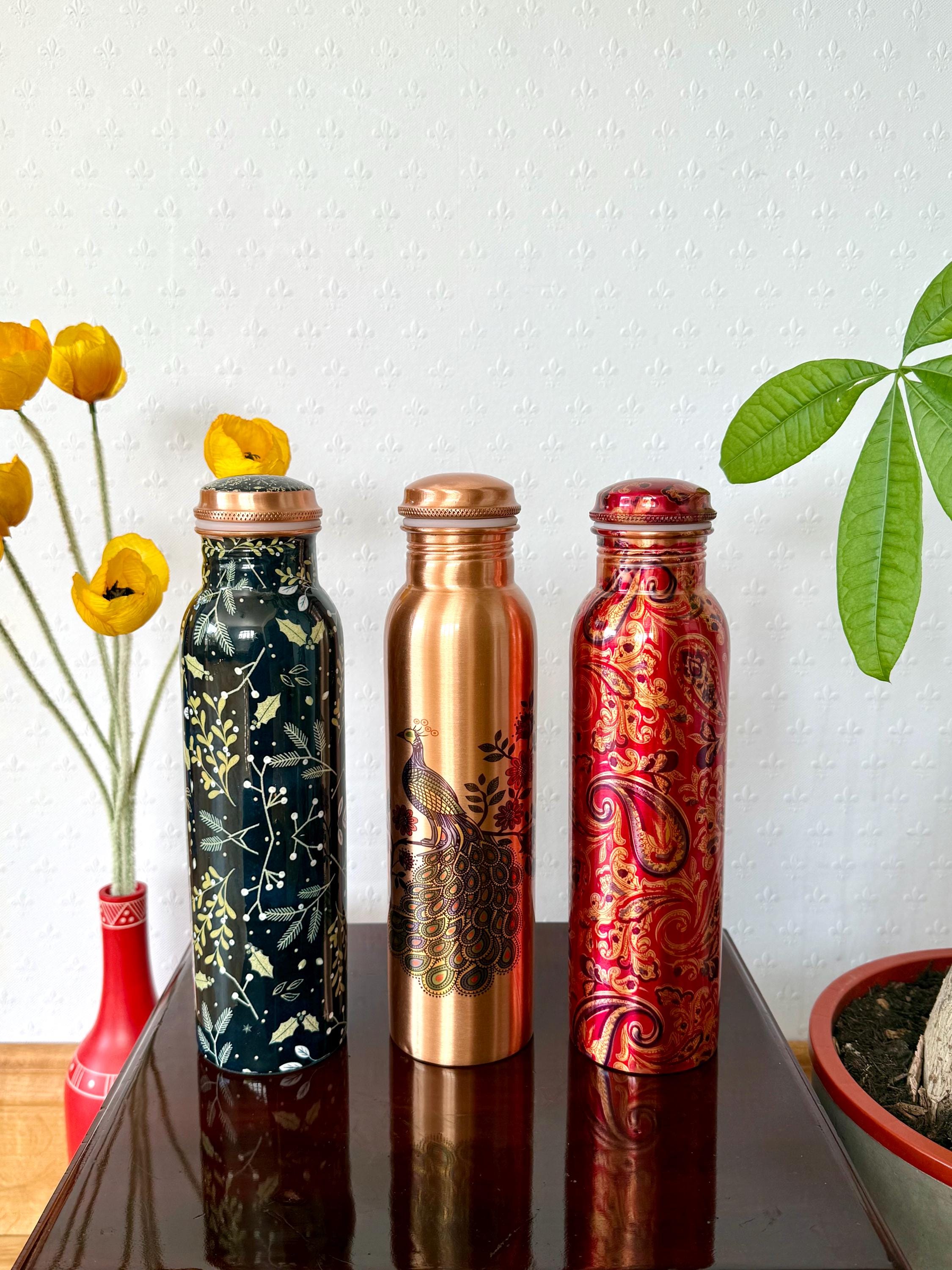 ネルデザインワークス　Copper Fuel Bottle 500mL Handmade Pure Copper Water Bottles 32oz in Unique Designs,eco