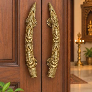 Brass Ganesha Door Handles 11 Inch Ganesh Door Pulls, Large Indian Brass Handle, Home Temple Pooja Room Door Hardware, Housewarming gifts