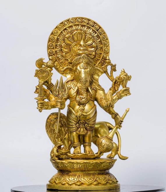 真鍮製ガネーシャ像 大型 43 cm 真鍮製ヴィーラ ガナパティ アイドル