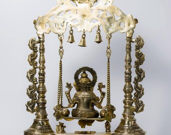 美品！ガネーシャブランコ♡ 大型真鍮製ブランコガネーシャ像 25インチ、ジュラガネーシャ像、重厚