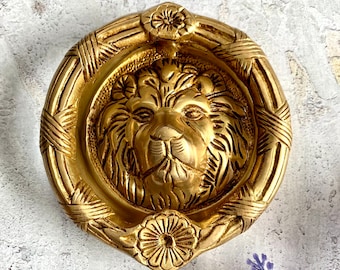 Brass lion door knocker; Solid Big Lion door knocker; Round lion Door knocker with Ring in beautiful design; Designer lion door knocker;