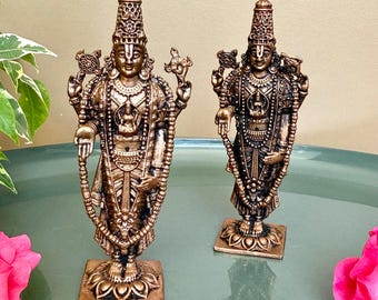 Copper Lord Tirupati Balaji Statue Miniature for Home temple Srinivasa Govinda Venkateswara Idol for Car decor Lord Vishnu statue for gifts