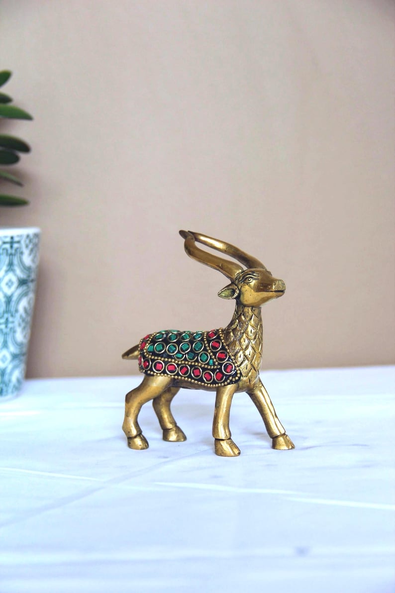 Brass Deer Figurines Brass Home Decor and Christmas Gifts Etsy