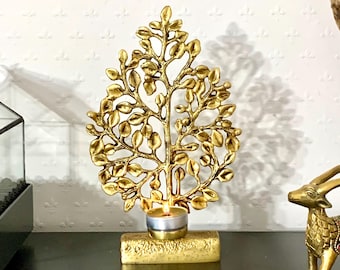 10" inch Brass Tree Candle Holder showpiece vintage Tree Centerpiece for Home Decor Tree of Life Tabletop Spiritual Unique Gift for office