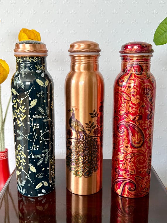 Lot De 2 Bouteilles En Cuivre Pur 1000 Ml – L’hydratation Stylée Et écolo !