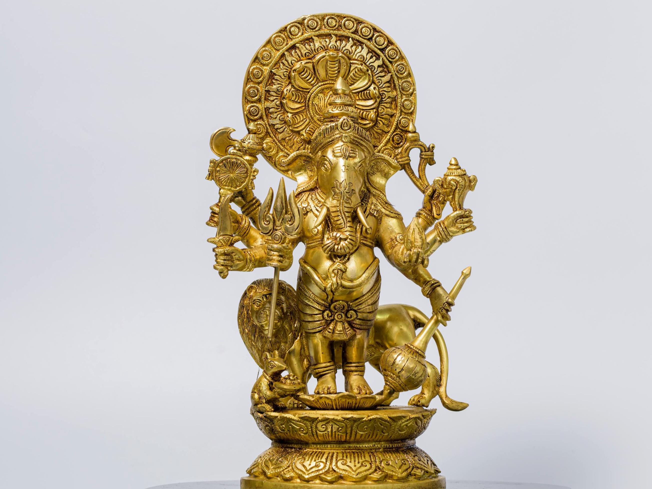 真鍮製ガネーシャ像 大型 43 cm 真鍮製ヴィーラ ガナパティ アイドル