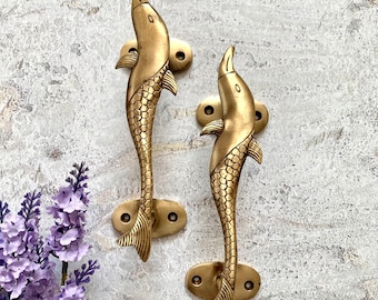 Brass Dolphin door handles, Main door handles, Brass wardrobe handles, Brass knobs and pulls, Brass Dolphin cabinet pulls, Front door handle