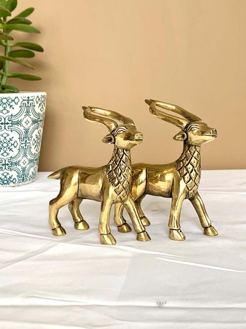 Brass Deer Figurines Brass Home Decor and Christmas Gifts Etsy