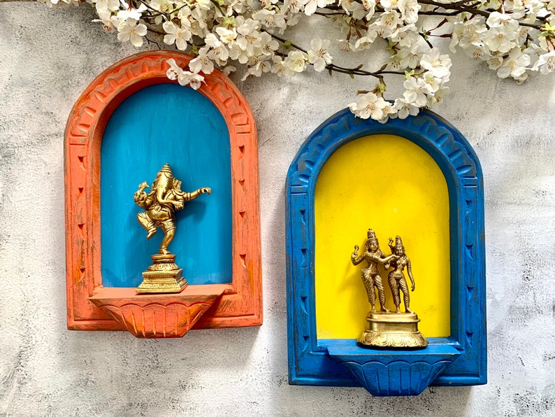 Pair of Distressed Wooden Wall Hanging Frames With Brass Lord Etsy