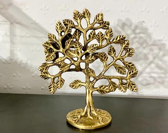 Brass Bodhi Tree 6 Inches Pure Brass Kalpavriksha Good Luck Tree of Life Tabletop Home office Decor and Spiritual Gift Fengshui showpiece