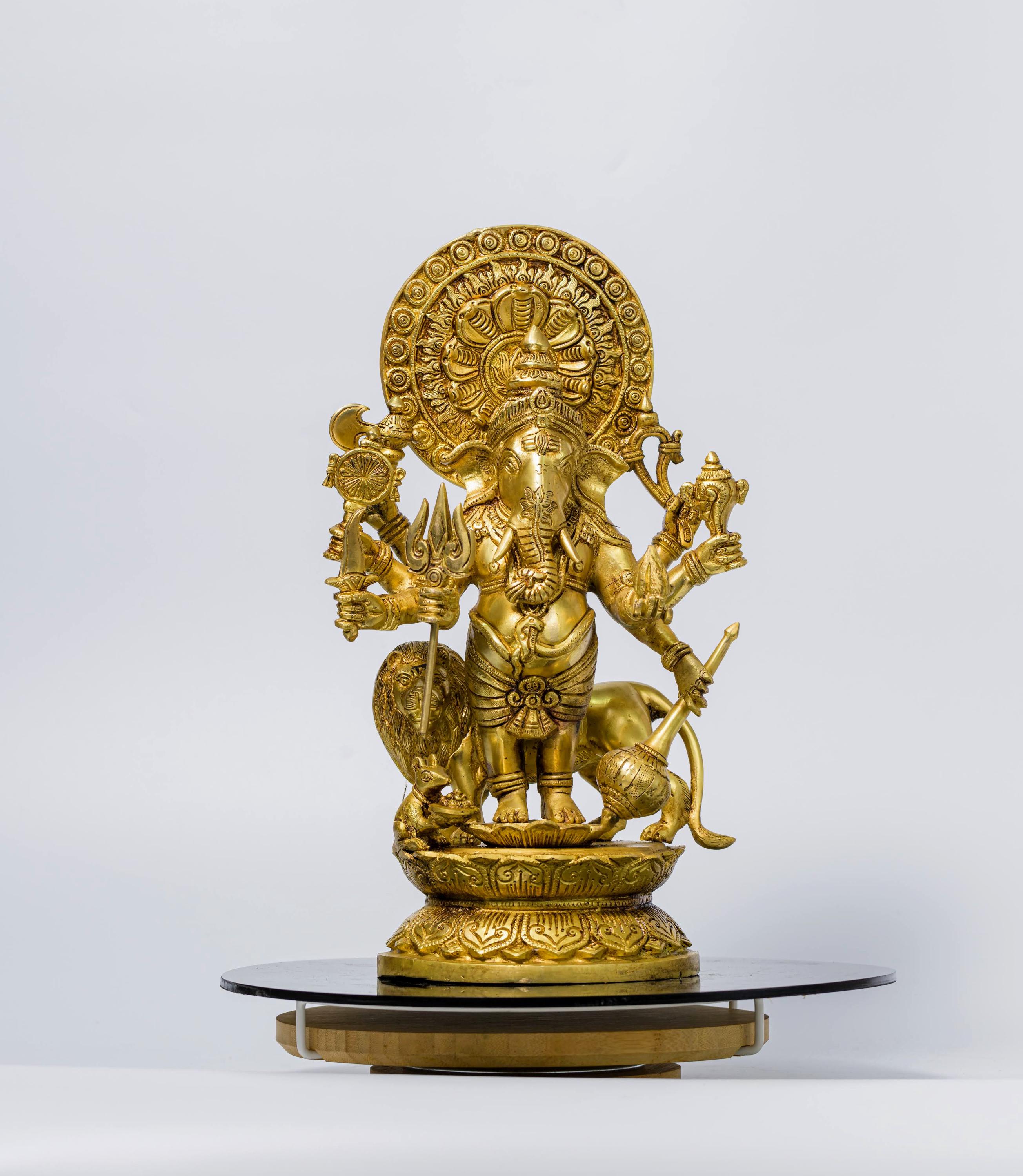 真鍮製ガネーシャ像 大型 43 cm 真鍮製ヴィーラ ガナパティ アイドル