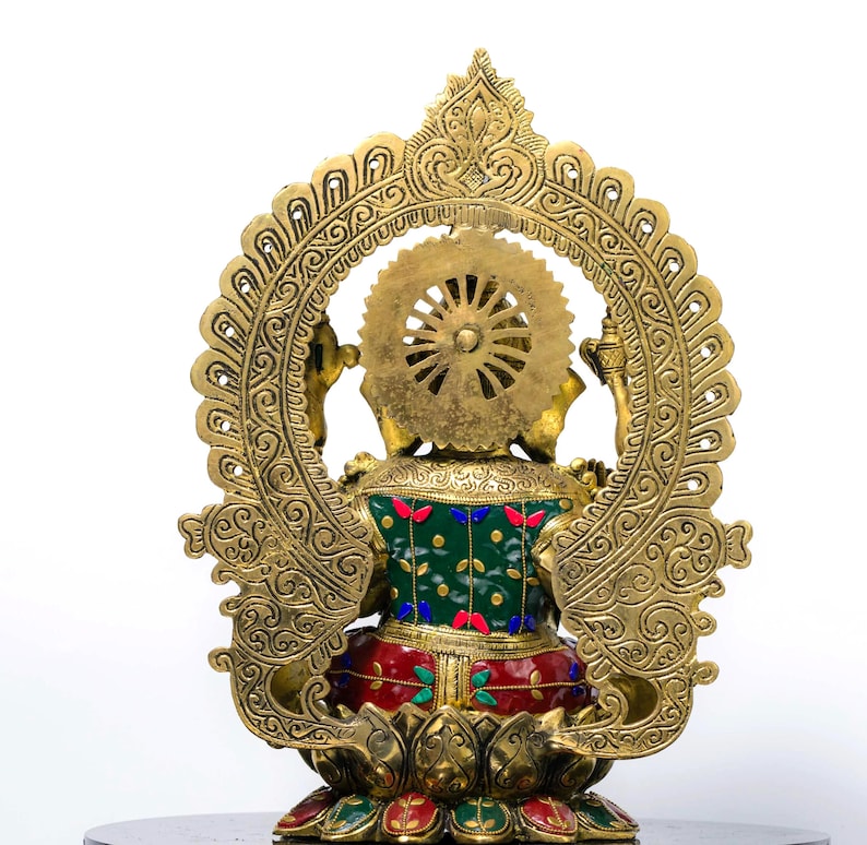Messing Ganesha Statue in Stein Finish 15 Zoll Ganesh Idol für Home Tempel, Hindu Gott Murti, Kompaktes Messing Ganpati, Spirituelles Dekor Geschenk Bild 5