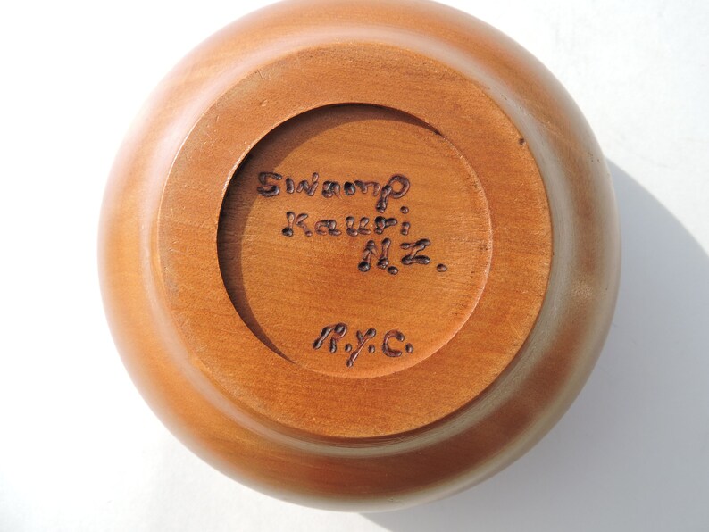 Ancient Kauri Wood New Zealand Swamp Kauri Marked Round Box Etsy