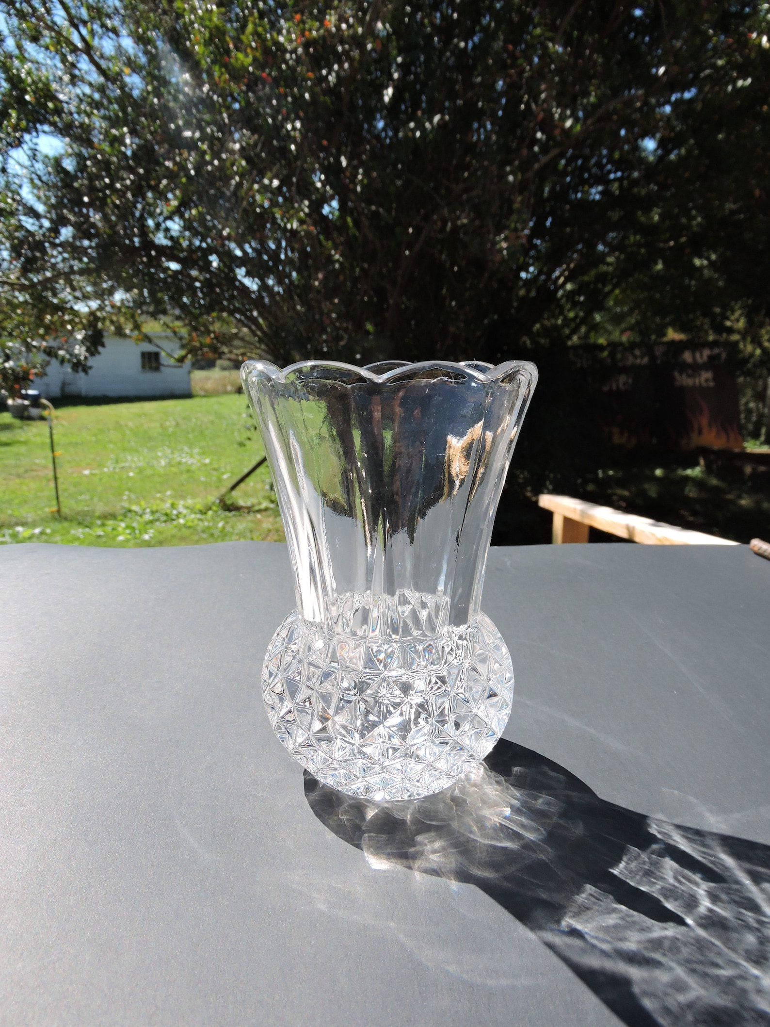 Lead Crystal Flower Vase by Action Industries 5.5 Tall Etsy