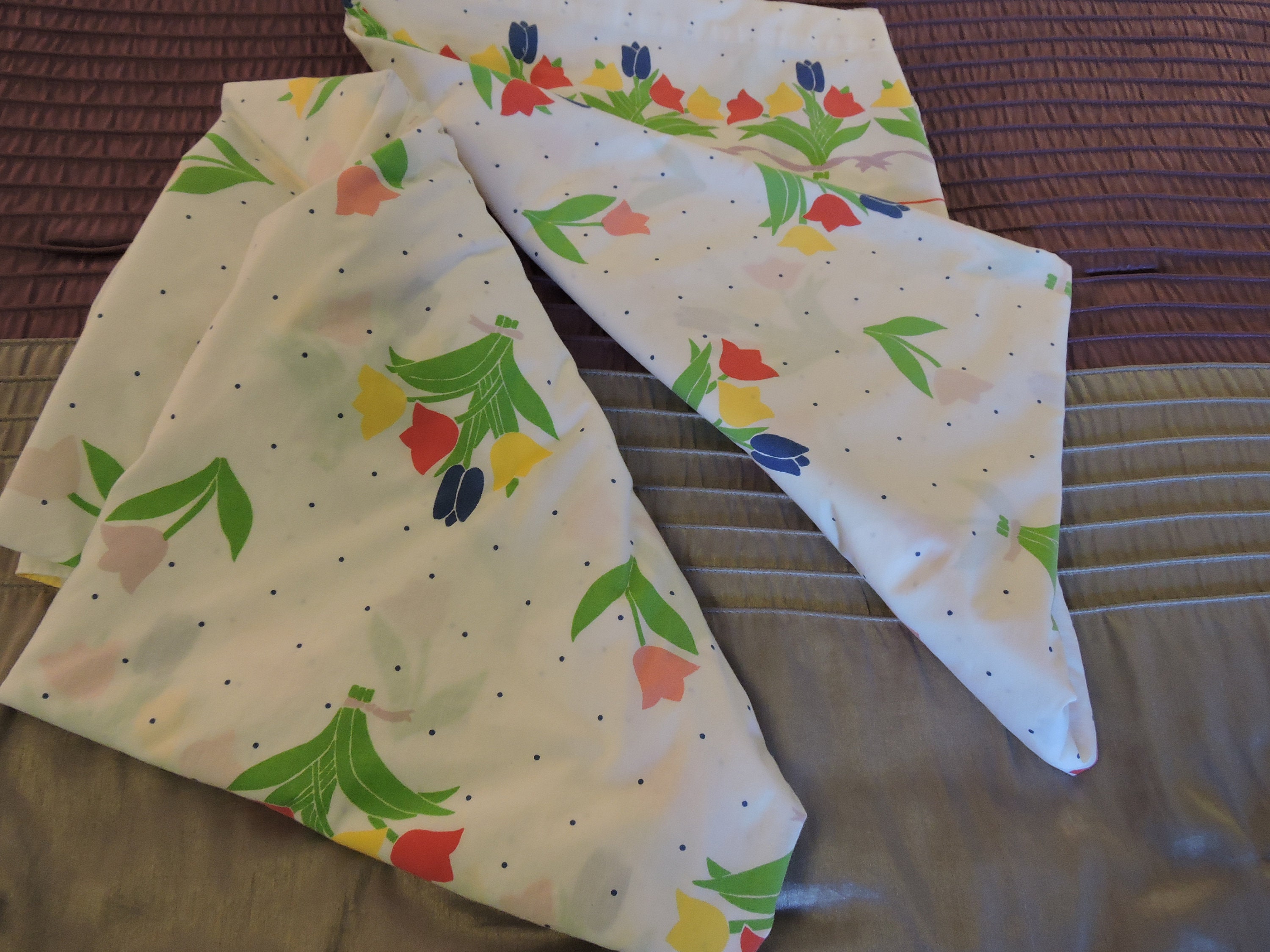 Cannon No Iron Percale Twin Sheets Fitted Flat Tulips Standard Etsy