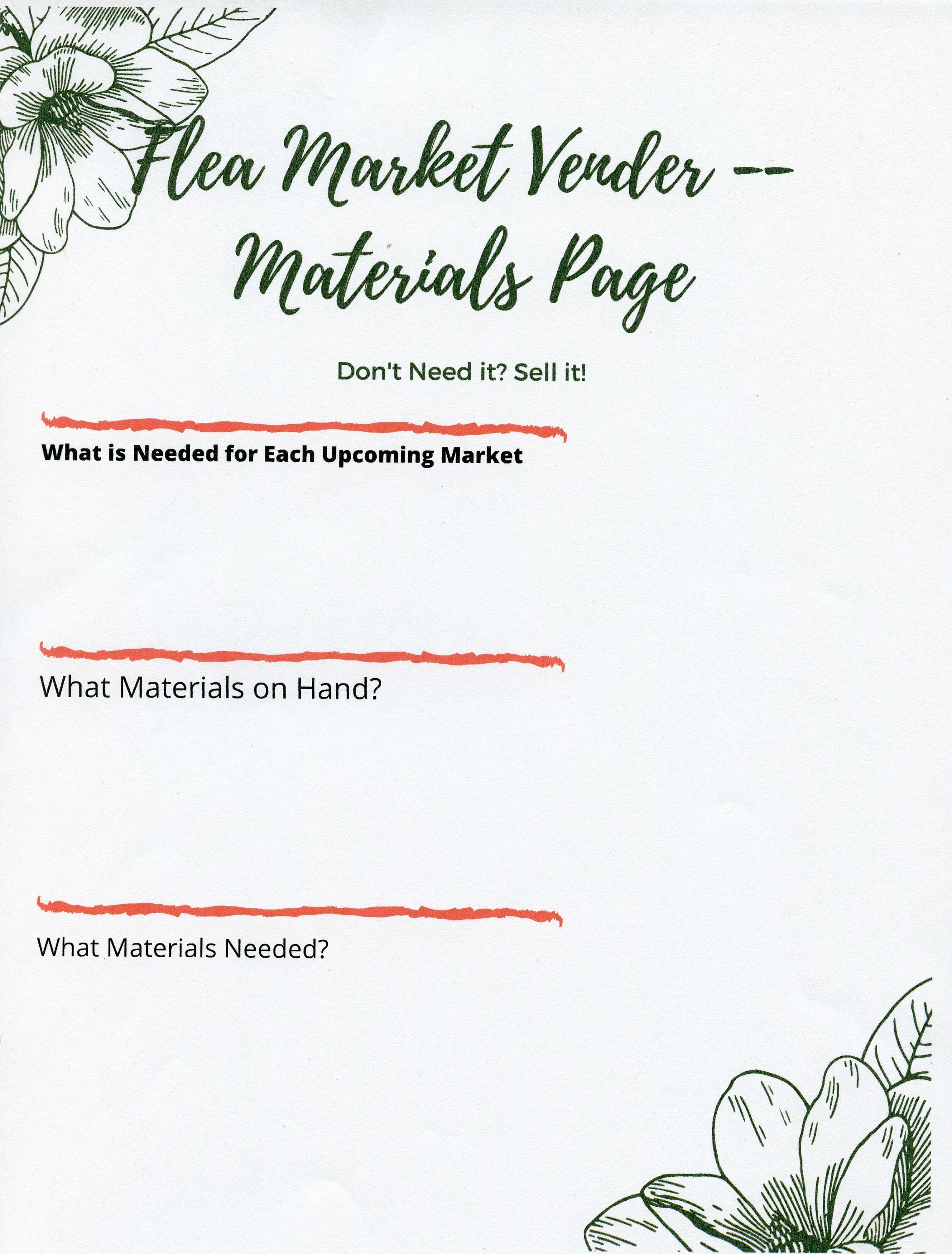 flea market business plan pdf