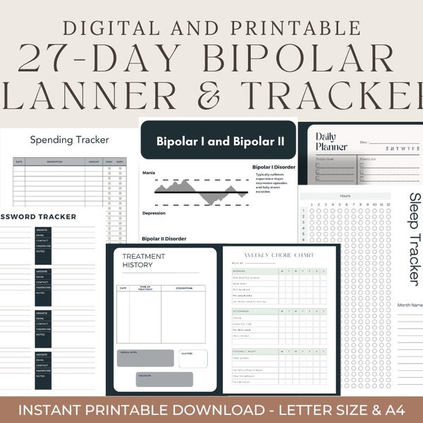 Digital Planner For Bipolar, ADHD, Medication Log, And More 27 Day Planner & Tracker Works With iPad