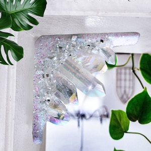 Aura Quartz Crystal Cluster for Corner way, Crystal Corner, Doorway Corner Decor, Window Decor, Unique, Gifts one of a kind, Crystal Decor