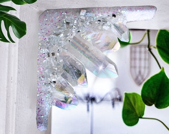 Aura Quartz Crystal Cluster for Corner way, Crystal Corner, Doorway Corner Decor, Window Decor, Unique, Gifts one of a kind, Crystal Decor