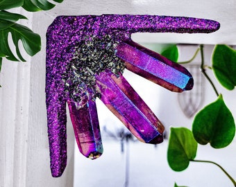 Purple Aura Quartz Crystal Cluster für Ecke, Kristallecke, Türecke, Fensterdeko, Unikat, Geschenke Unikat,