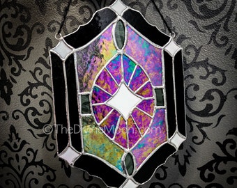 Uranium Star Stained Glass Art Made with Uranium Glass, Stained Glass Decor Ornament, Stained Glass Sun catcher, Uranium Glass Art, Uv Glow