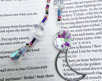 Moon Crystal Bookmark, Crescent Moon Charm, Unique Bookmark, Beaded Moon Book Mark, Reading Accessories, Book Lover Gift, Reader Gift