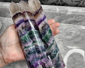 Pick Your Own Large Rainbow Fluorite Tower l Fluorite Tower Point l Crystal Fluorite Obelisk l Polished Crystal Tower