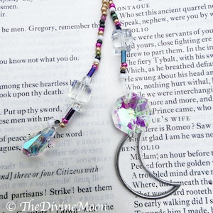 Moon Crystal Bookmark, Crescent Moon Charm, Unique Bookmark, Beaded Moon Book Mark, Reading Accessories, Book Lover Gift, Reader Gift