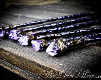 Amethyst Crystal Wand - Reiki Wand - Crystal Healing - Crystal Energy Wands - Witch Wand - Altar Tools