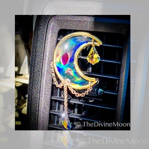 Moon Crystal Car Vent Clip Charm, Moon Dreamcatcher Car Vent Clip, Car Decor, Moon Decor, Car Vent Decor, Car Clip Freshener, Luxe GOLD