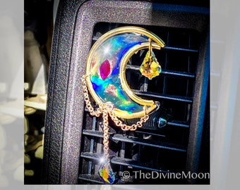 Moon Crystal Car Vent Clip Charm, Moon Dreamcatcher Car Vent Clip, Car Decor, Moon Decor, Car Vent Decor, Car Clip Freshener, Luxe GOLD