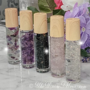Crystal Infused Rollerball Iridescent Shimmer Oil with Ylang-Ylang Essence - Crystal Elixir - Ritual Oil - Glitter Oils for Skin - Natural