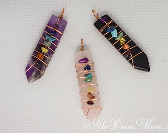 Crystal Point Pendant – Amethyst, Rose Quartz, or Obsidian – Natural Stone Charm – Chakra-Inspired Jewelry – Pendant Only, Gift for her