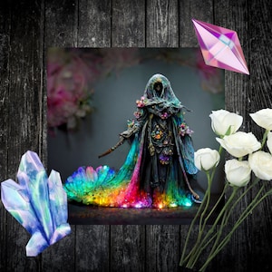 Grim Reaper Art Print by The Divine Moon - Iridescent - Digital Art - Crystals - Wall Decor - Gothic - Single Print