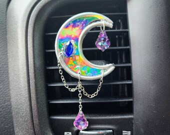 Moon Crystal Car Vent Clip Charm, Moon Dreamcatcher Car Vent Clip, Car Decor, Moon Decor, Car Vent Decor, Car Clip Freshener, Luxe Car Decor