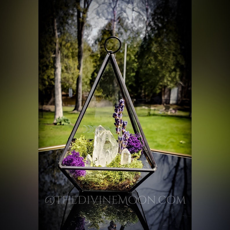 Moon Crystal Garden, Diamond Terrarium, Aura Quartz Point, Crystal Terrarium, Spell Garden, Protection Garden, Divine, Elements. image 1
