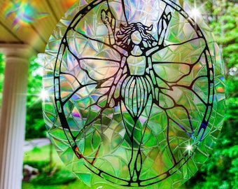 Fairy #2 Celestial Sun Catcher Window Sticker / Rainbow Maker - Stick On Window Decal