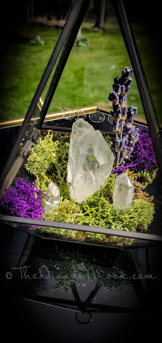 Moon Crystal Garden – Aura Quartz Terrarium Display – Elemental