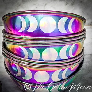 Moon Phase Iridescent Trinket Bowl - Bowl for Crystals - Altar Tools - Altar Bowl - Gift for Her - Witchy - Moon Decor, Birthday Gift