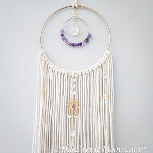 Amethyst Wall Hanging, Amethyst Moon, Macrame, Boho, Boho Decor, Large woven tapestry, Macrame Decor, Wall Decor, Gift, Best Gift, Spiritual